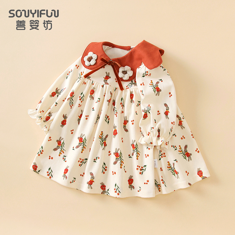 女宝宝秋装连衣裙春季纯棉森系小裙子长袖婴儿儿童女孩洋气公主裙