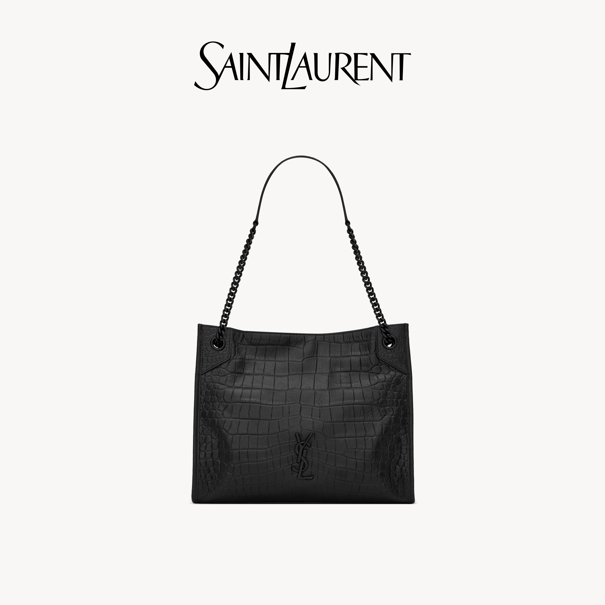 YSL/圣罗兰女士黑色NIKI鳄鱼纹中号购物ysl包ysl包包