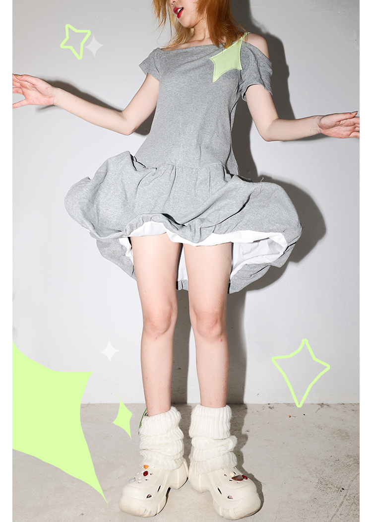 花钱树原创条纹全棉弹力休闲吊带拼接连衣裙多巴胺宽松鬼马云朵裙