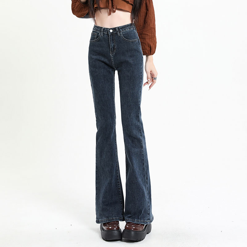 微喇牛仔裤女小个子9分喇叭裤子秋季2024新款复古高腰显瘦阔腿裤