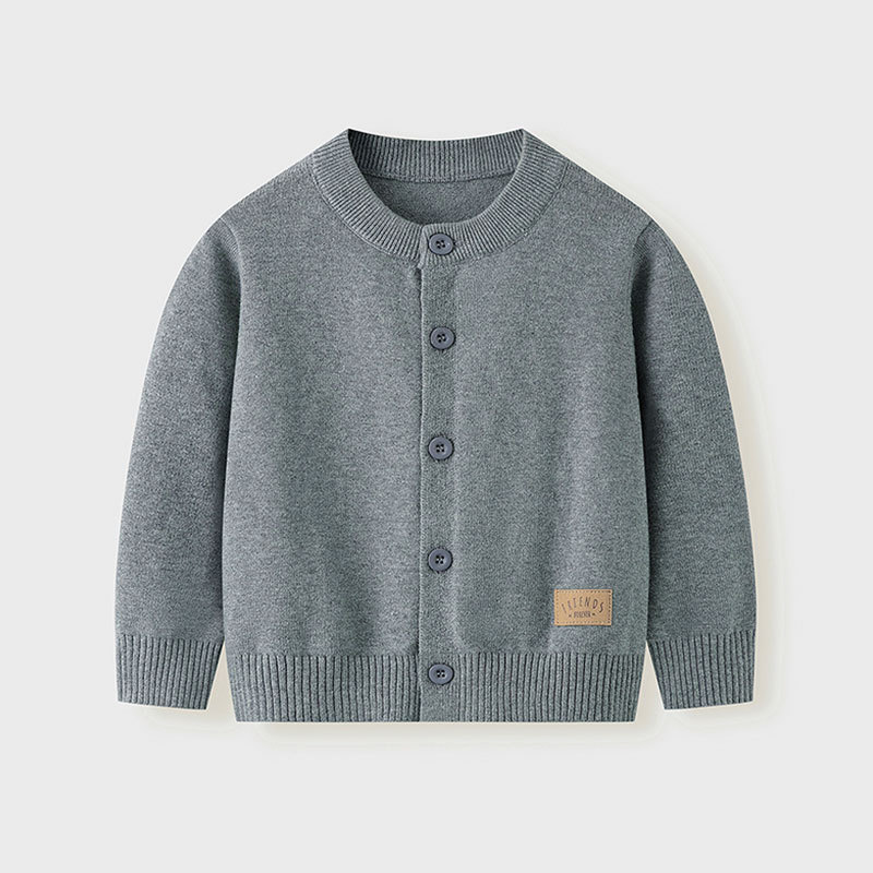 新款春秋欧美英伦儿童针织外搭开衫男童宝宝纯棉线毛衣中大童外套