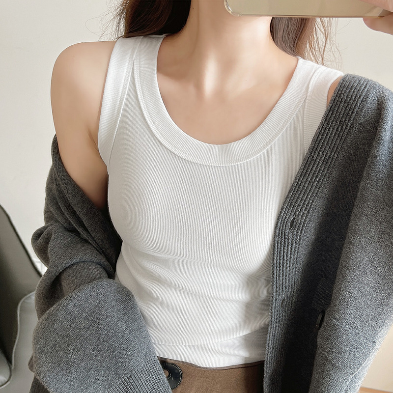 直播爆款广州十三行女装夏季冰丝背心女无痕遮副乳防走光螺纹背心