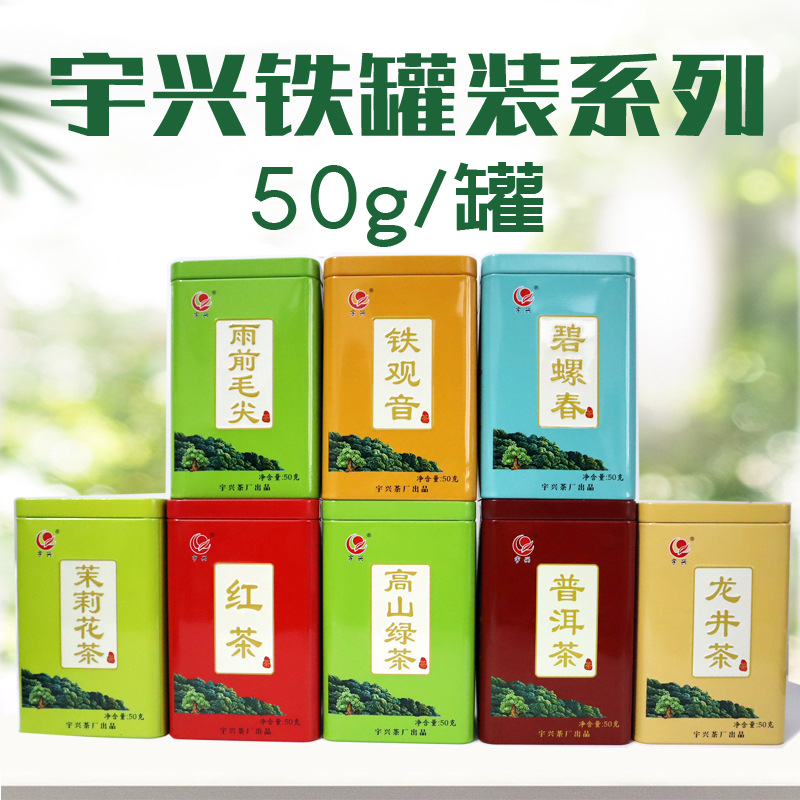 茶叶批发 50g铁罐装茶 铁观音茉莉花茶红茶龙井 商超系列口粮茶叶  5罐
