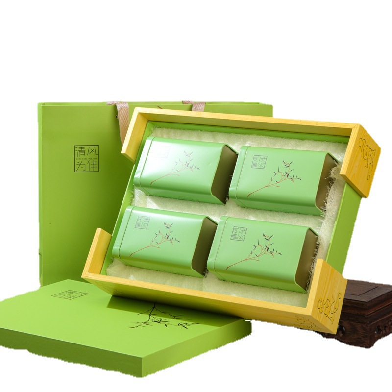 茶叶送礼简易碧螺春高山绿茶毛尖绿茶礼盒罐装可丝印批发福建
  2盒