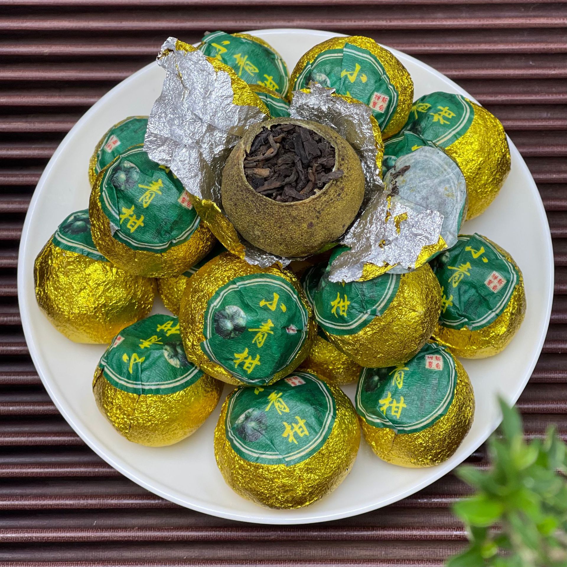 批发新会小青柑 陈皮宫廷普洱茶 生晒柑普茶青皮小青柑茶柑普茶
   1斤