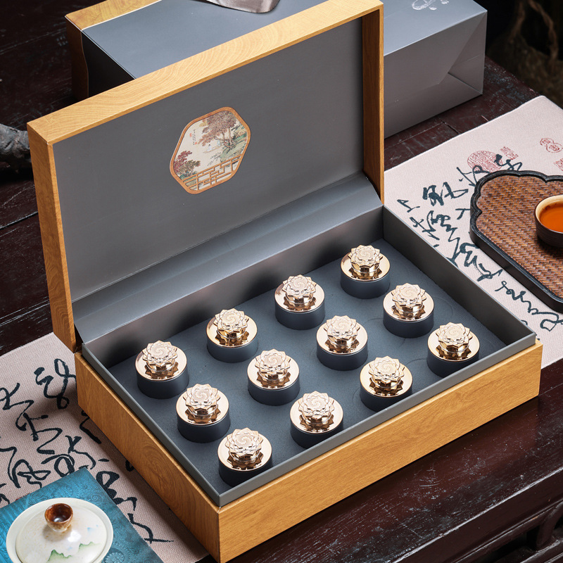 金骏眉12罐肉桂大红袍茶叶礼盒装正山小种红茶过年送礼包邮年货
