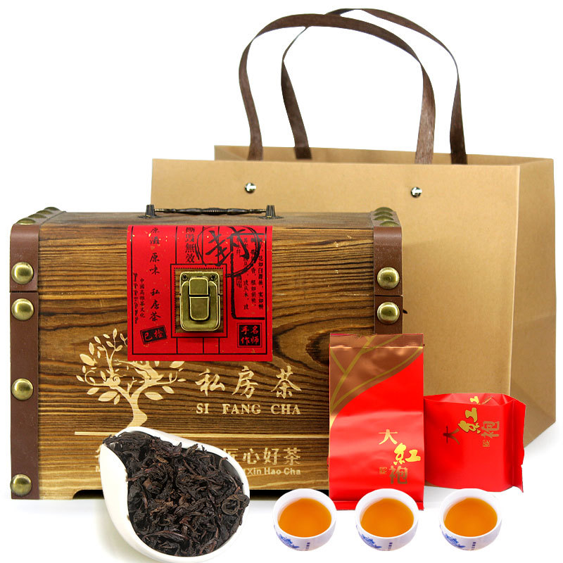 大红袍茶叶正山小种红茶 肉桂茶叶木质礼盒装 金骏眉节日送礼包邮
