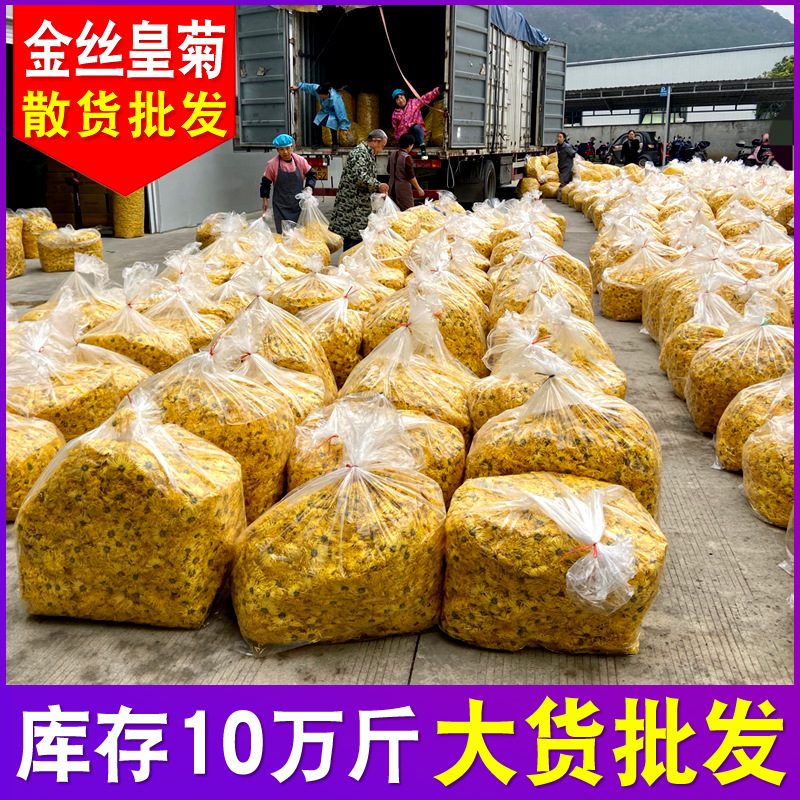 徽锄头菊花茶金丝皇菊大朵一朵一杯黄菊花黄山原产地厂家散货批发       2斤
