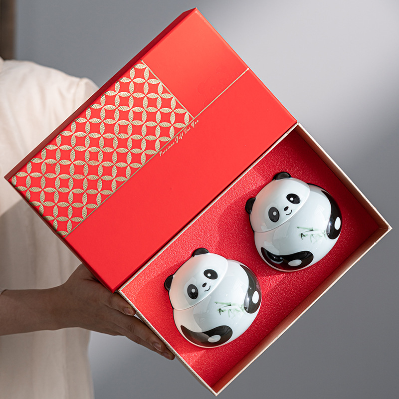 陶瓷创意熊猫茶叶罐红茶金骏眉大红袍便携礼盒装伴手礼送朋友礼品    1盒
