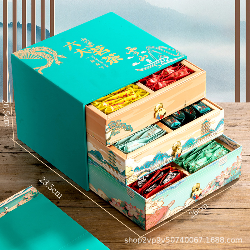 高端茶叶礼盒装红茶金骏眉绿茶碧螺春肉桂花茶茗茶组合节日送礼品    2盒
