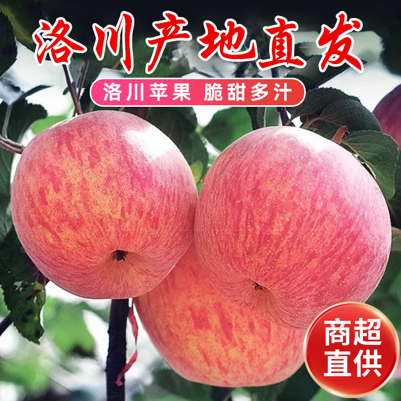 洛川苹果新鲜水果红富士冰糖心当季整箱陕西正宗产地直发10斤包邮