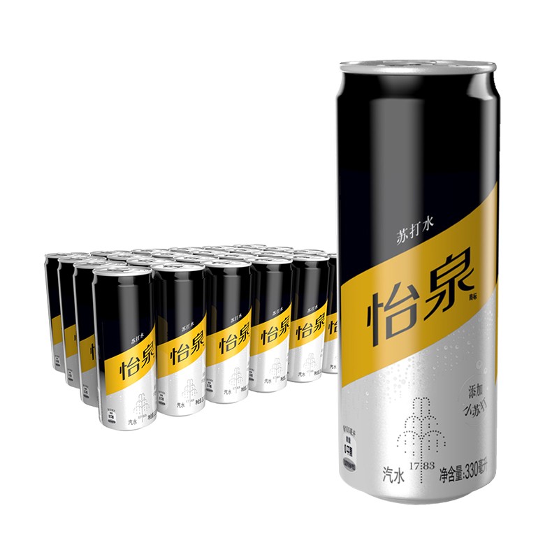 怡泉 Schweppes 无糖零卡 苏打水  汽水饮料 330ml*24罐 调酒 整箱装 可口可乐出品 新老包装随机发货
